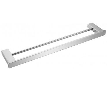 Towel rail with double bar, made of stainless steel, satin finish