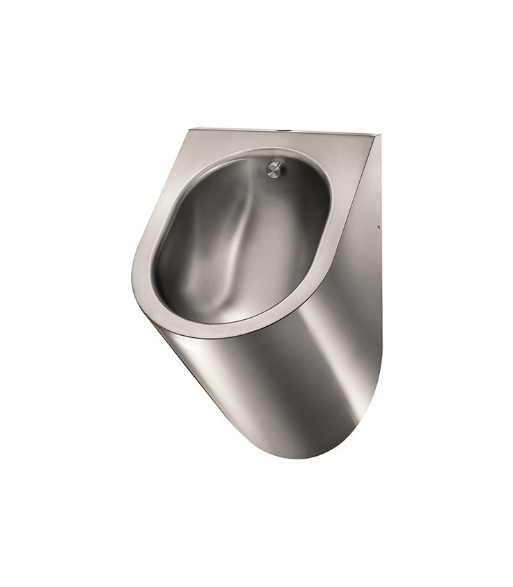 Vandal proof stainless steel urinal with exposed top water inlet ...