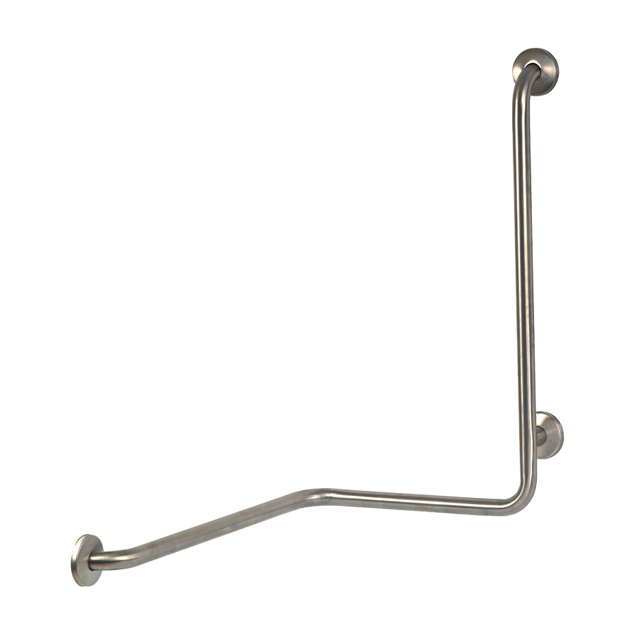 Two-wall angled grab bar with 3 mounting points